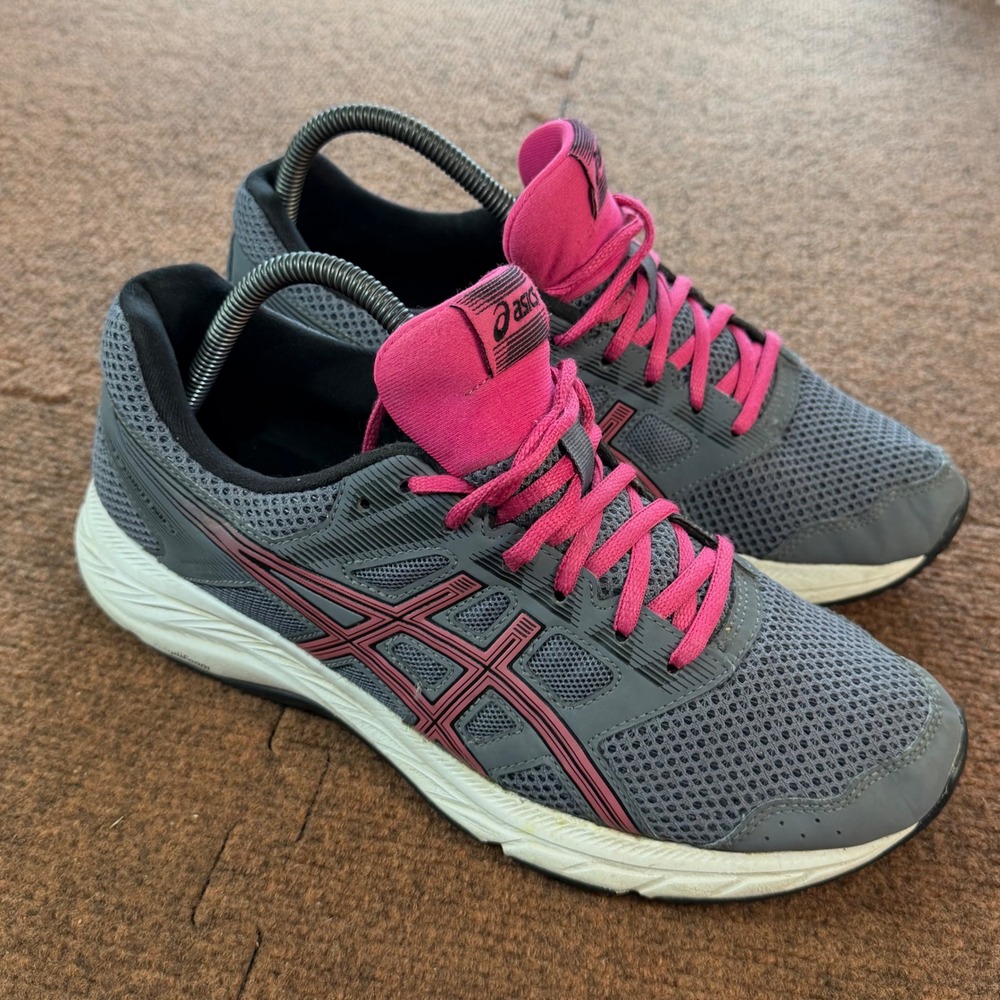 gym fit ASICS Gel-Contend 5 Womens Running Shoes Grey Pink 1012A234 Size 10